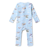 Back view of SNUGGLE HUNNY Taking Flight Organic Snugglesuit Convertible Romper