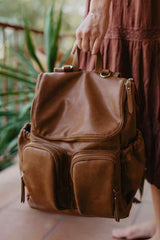OiOi Faux Leather Nappy Backpack - Tan