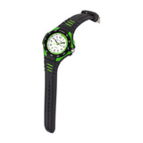 Black Kids Waterproof Watch with green trim - Time Teacher