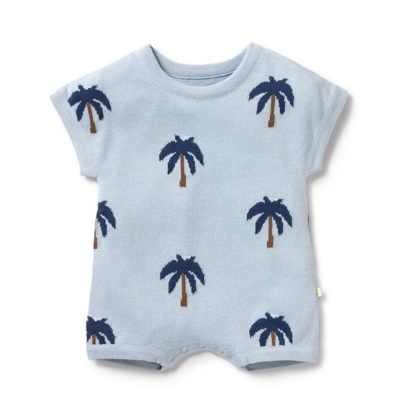 WILSON & FRENCHY Little Palm Organic Knitted Growsuit