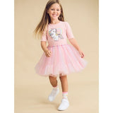 Girl wearing HUXBABY Rainbow Unicorn Ballet Dress - studio shot