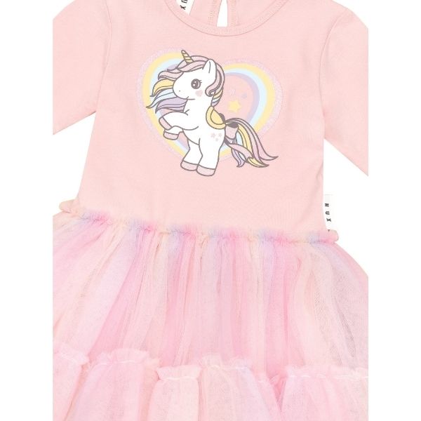 Detail view of HUXBABY Rainbow Unicorn Ballet Dress