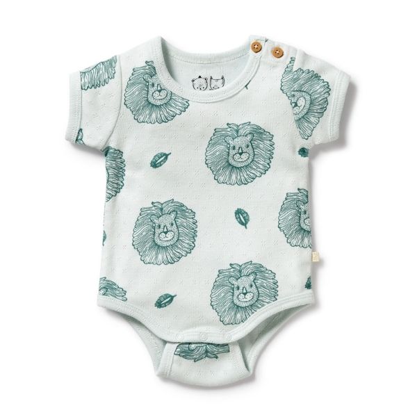 WILSON & FRENCHY Little Lion Organic Pointelle Bodysuit