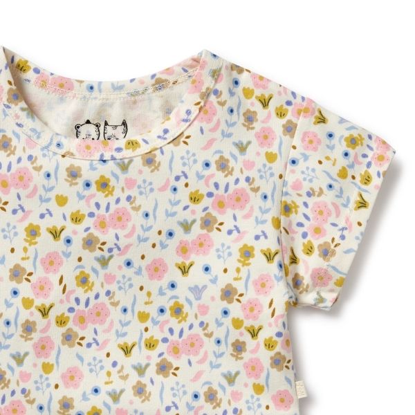 Detail view of print WILSON & FRENCHY Ava Floral Organic Tee