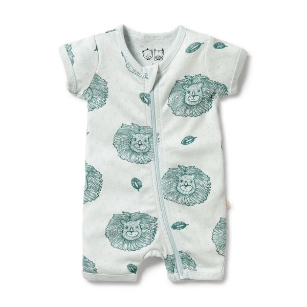 WILSON & FRENCHY Little Lion Organic Pointelle Boyleg Zipsuit