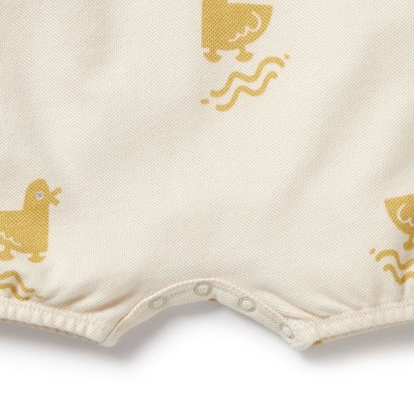 Detail snap crotch opening WILSON & FRENCHY Quack Quack Organic Growsuit