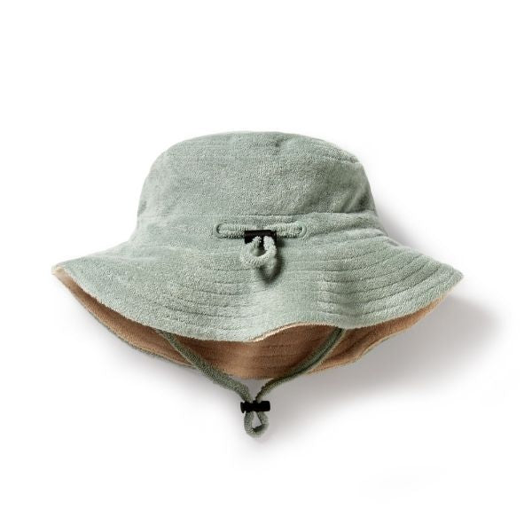 Back view of WILSON & FRENCHY Pistachio Organic Terry Sun Hat