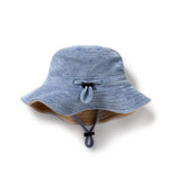 Back view of WILSON & FRENCHY Dusty Blue Organic Terry Sun Hat