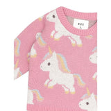 Detail view HUXBABY Unicorn Knit Jumper Bubblegum