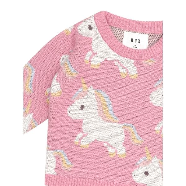 Detail view HUXBABY Unicorn Knit Jumper Bubblegum