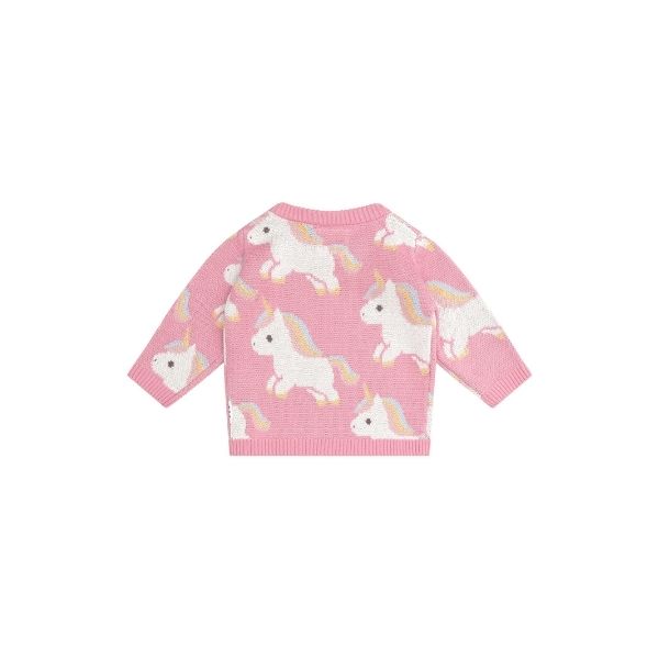 Back view HUXBABY Unicorn Knit Jumper Bubblegum