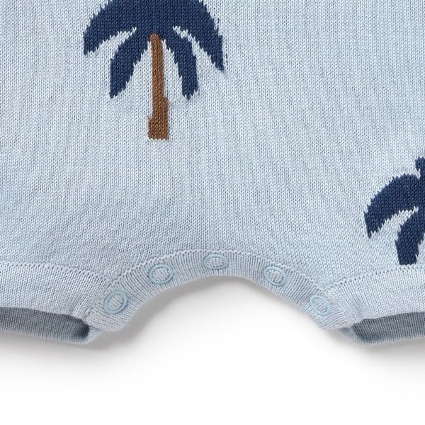 Detail view of snap crotch WILSON & FRENCHY Little Palm Organic Knitted Growsuit