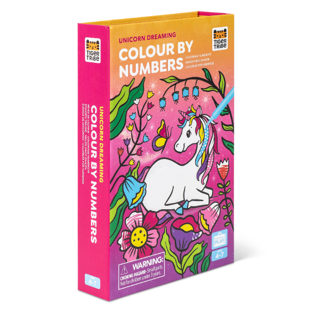 Angle view of box of TIGER TRIBE Colour by Numbers - Unicorn Dreaming