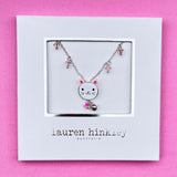 LAUREN HINKLEY Tea Party Cat Necklace BOXED