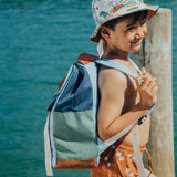 Side view of child wearing CRYWOLF Knapsack - Ocean Colour Block