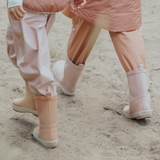Kids wearing CRYWOLF Rain Boots Dusty Pink and Terracotta