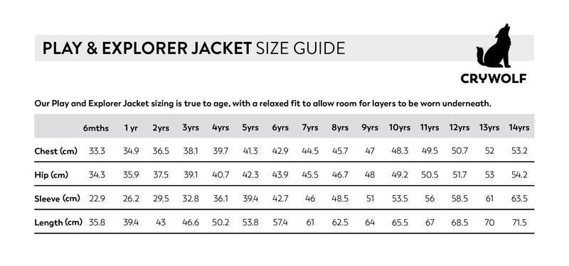 Explorer Jacket size guide