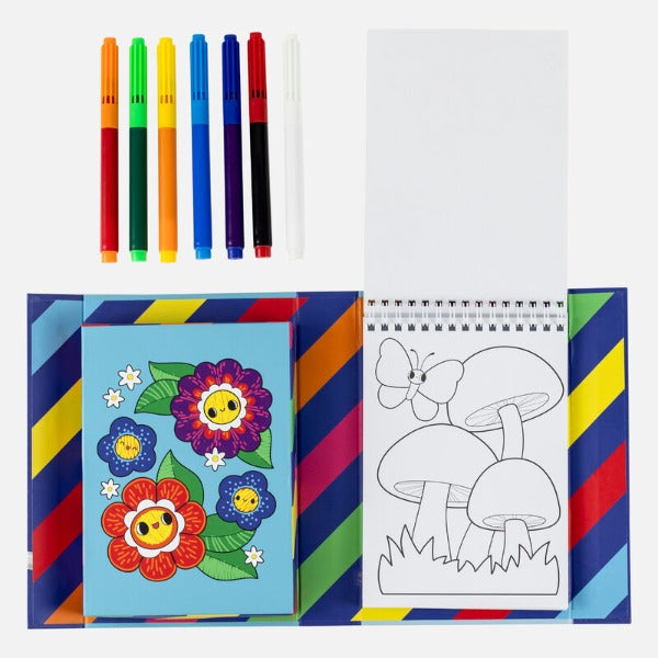 Open page to mushrooms colouring in the TIGER TRIBE Colour Change Colouring Set - Garden Friends