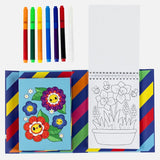 Open page to flower pot colouring in the TIGER TRIBE Colour Change Colouring Set - Garden Friends