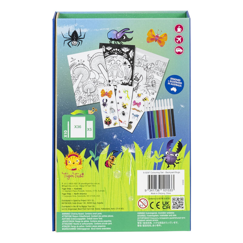TIGER TRIBE Colouring Set - Backyard Bugs back cover