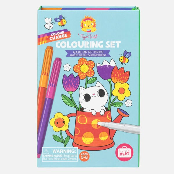 Packaging front cover of TIGER TRIBE Colour Change Colouring Set - Garden Friends