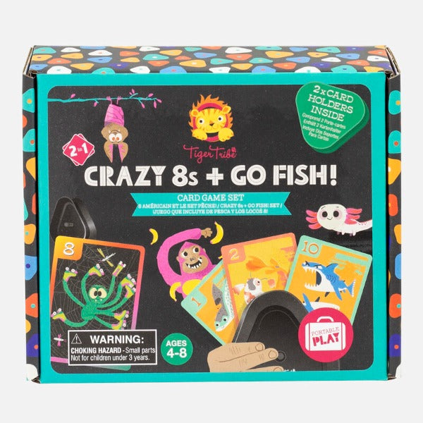 Packaging front cover of TIGER TRIBE Crazy 8s + Go Fish! - Card Game Set