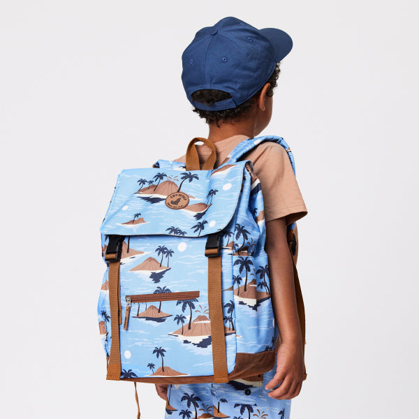 Child wearing the CRYWOLF Knapsack - Blue Lost Island