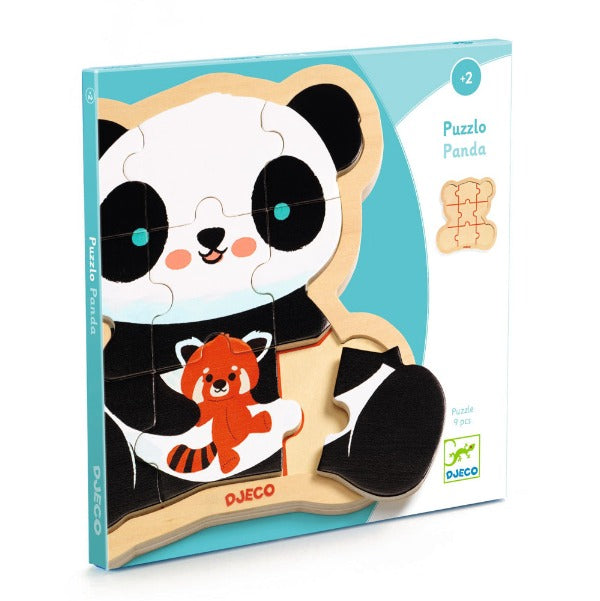 DJECO Panda 9pc Puzzlo Wooden Puzzle side view