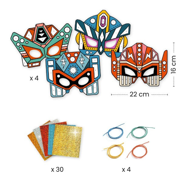 DJECO Do It Yourself Super Robots Masks contents
