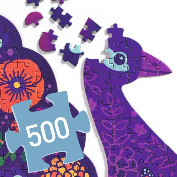 DJECO Peacock 500pc Art Puzzle pieces number