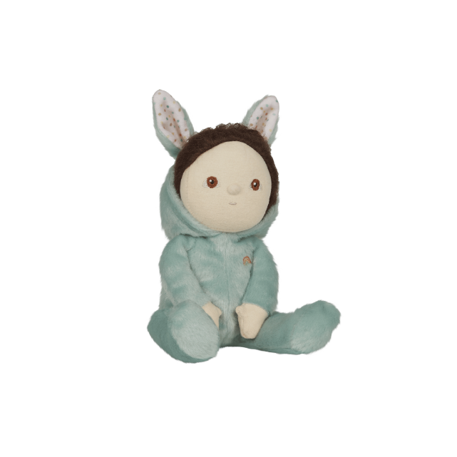 OLLI ELLA Dinky Dinkum Fluffle Family - Biscuit Bunny sitting with hood down