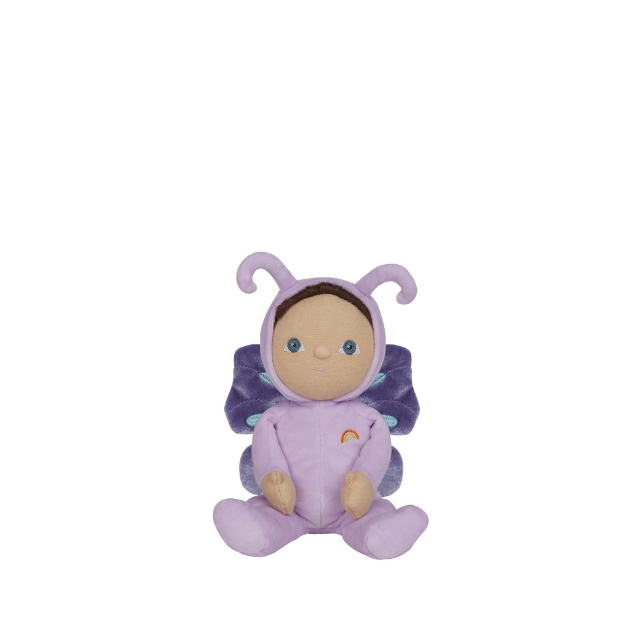 Purple butterfly dinky dinkum doll with wings and antlers on hood