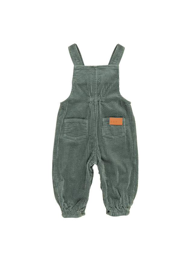 Back view of HUXBABY Light Spruce Cord Overalls