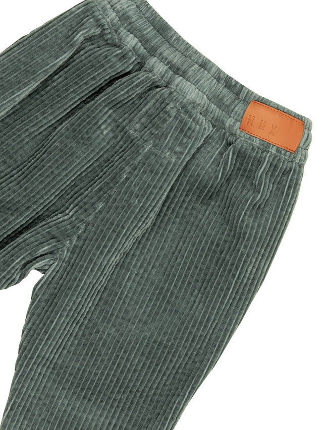 Back view of HUX patch on the HUXBABY Light Spruce Cord Pant