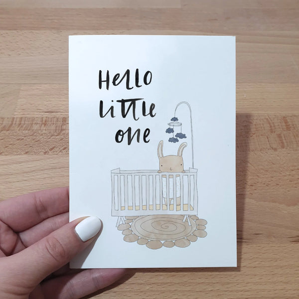 Hand holding IN THE DAYLIGHT - Baby Crib Greeting Card