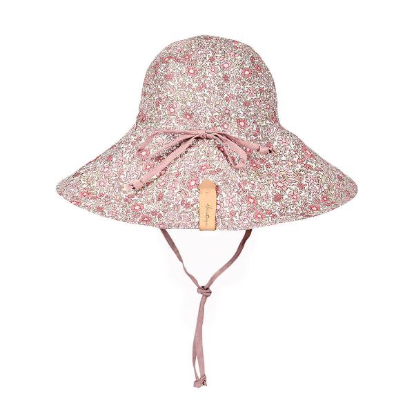 BEDHEAD HATS 'Sightseer' Girls Wide-Brimmed Sun Bonnet -Ramble / Rosa - back view