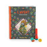 Advent calendar with a Christmas-themed design and torch projector and discs