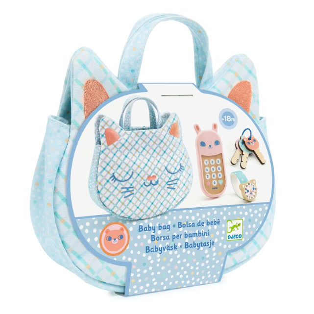 Baby bag packaging with contents shown on a white background