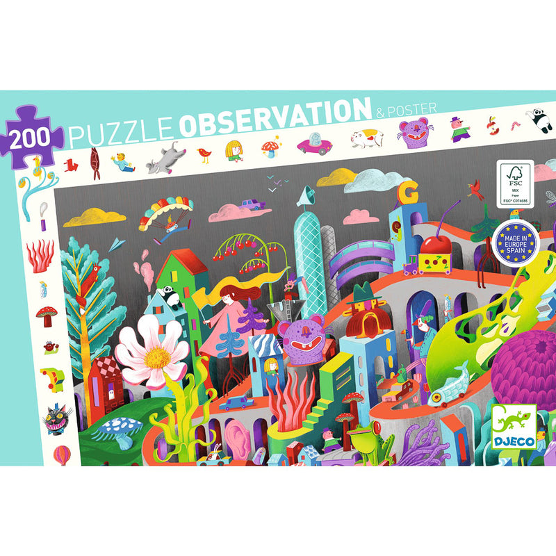 DJECO Crazy Town 200pc Obervation Puzzle BOXED