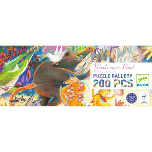 Box cover of DJECO Woods Music Band 200pc Gallery Puzzle with Poster