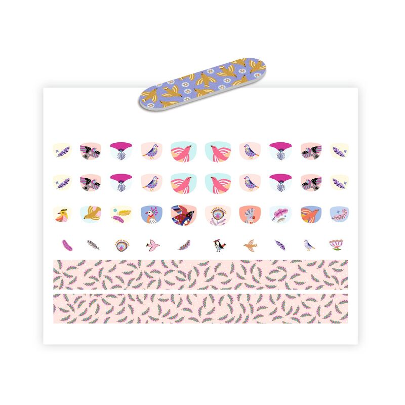 Sheet of DJECO 120 Feather Nail Stickers