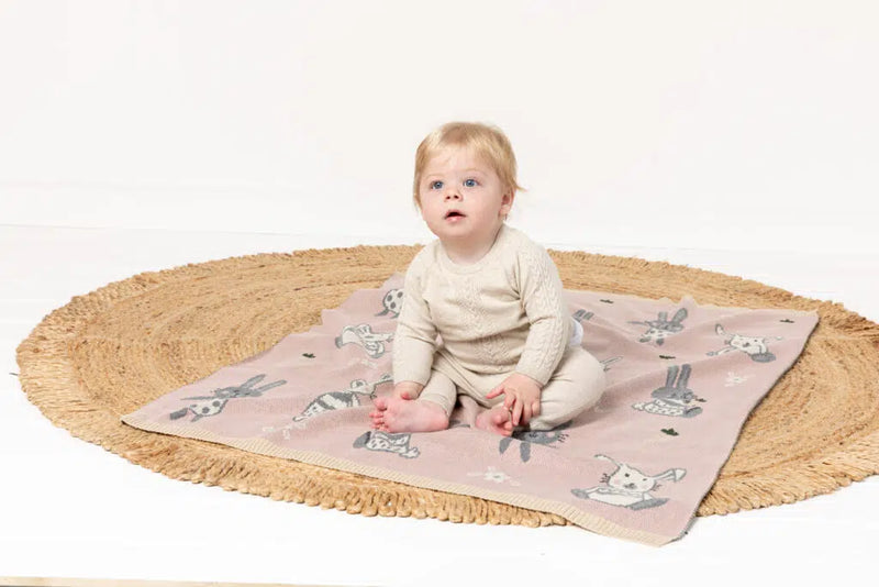 BABY SITTING ON INDUS DESIGN Bella Bunny Baby Blanket 