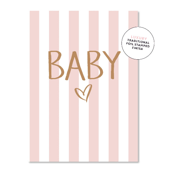 PINK STRIPE BABY CARD