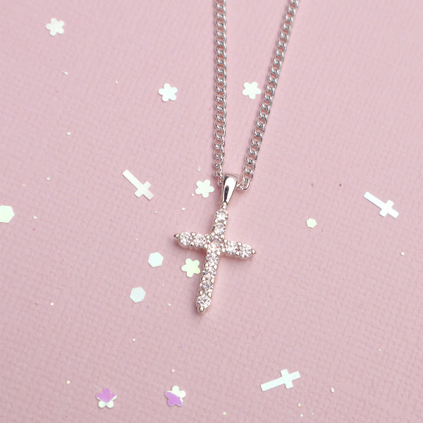 LAUREN HINKLEY Diamante Cross Necklace