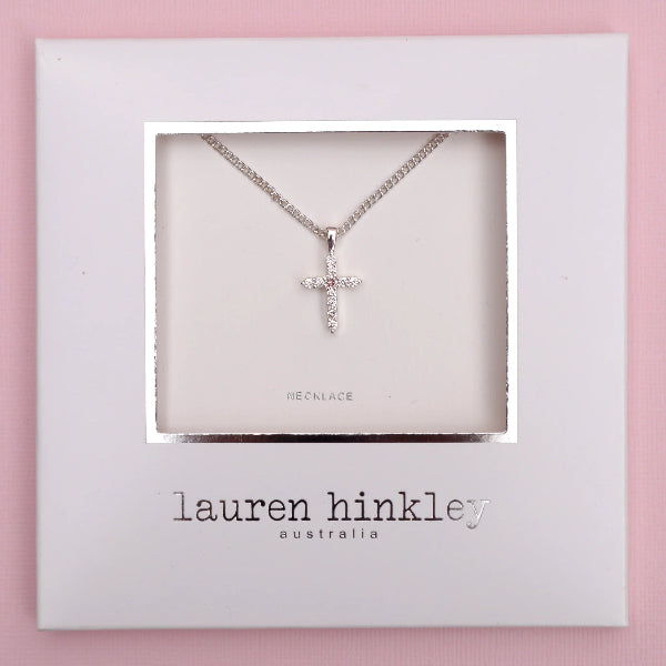 LAUREN HINKLEY Diamante Cross Necklace BOXED