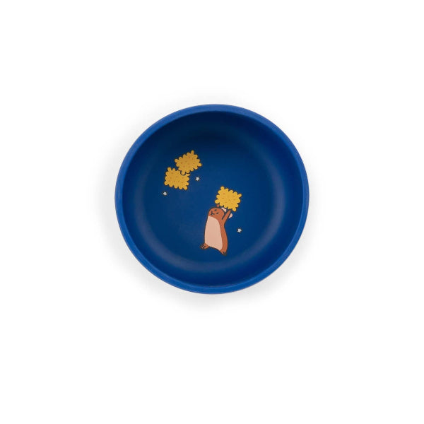 Blue round silicone bowl