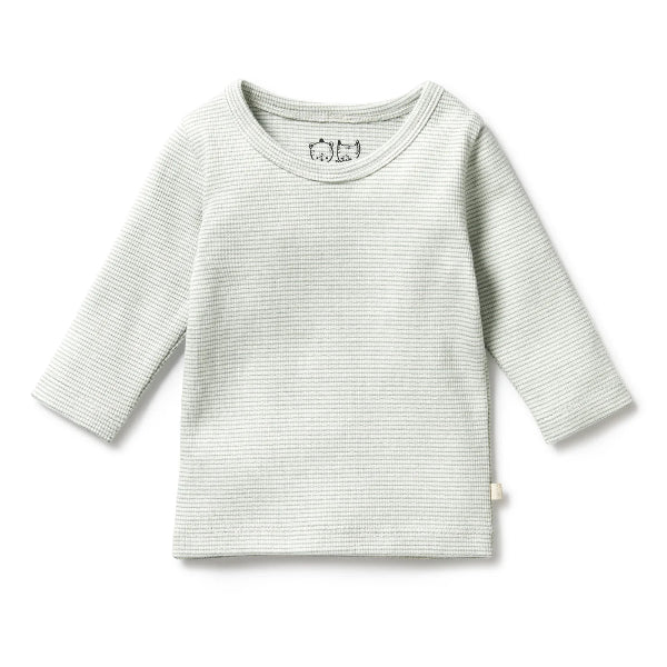 WILSON & FRENCHY Organic Stripe Rib Long Sleeved Top - Fern