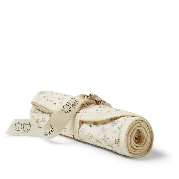 WILSON & FRENCHY Bella Floral Organic Bunny Rug ROLLED WITH TIE