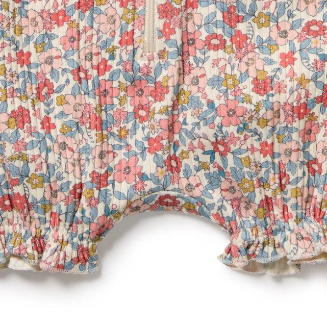 Floral patterned fabric with a white background