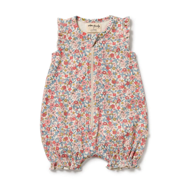 Floral baby romper on a white background
